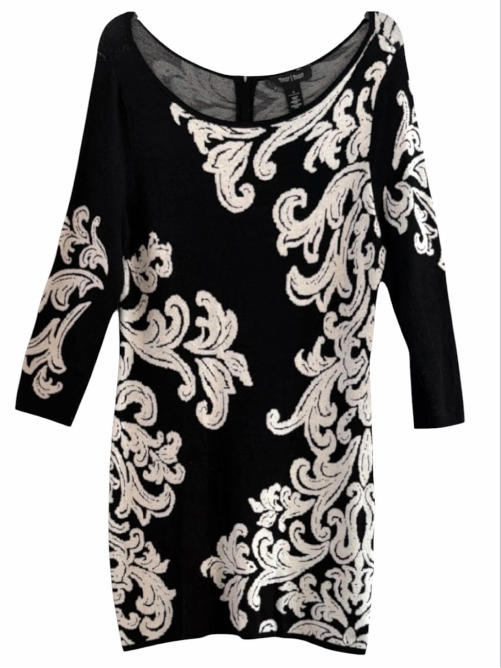White House Black Market Damask Baroque Knit Sweater Dress Size M